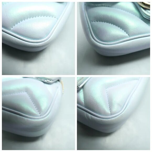 GUCCI GG Marmont Blue Leather Shoulder Bag 1293-022425 - Picture 6 of 11